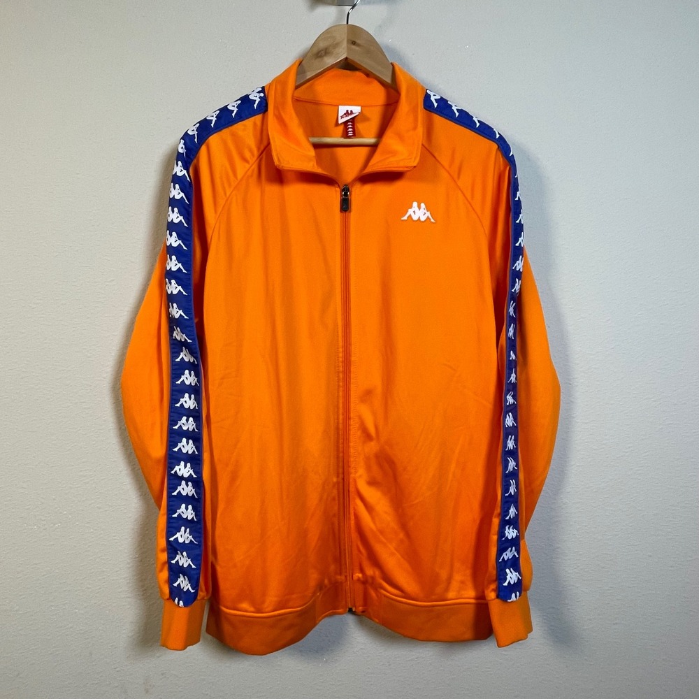 Kappa Banda Track XL Jacket Mens XL Orange Blue Omini Logo Tape Full Zip Y2K